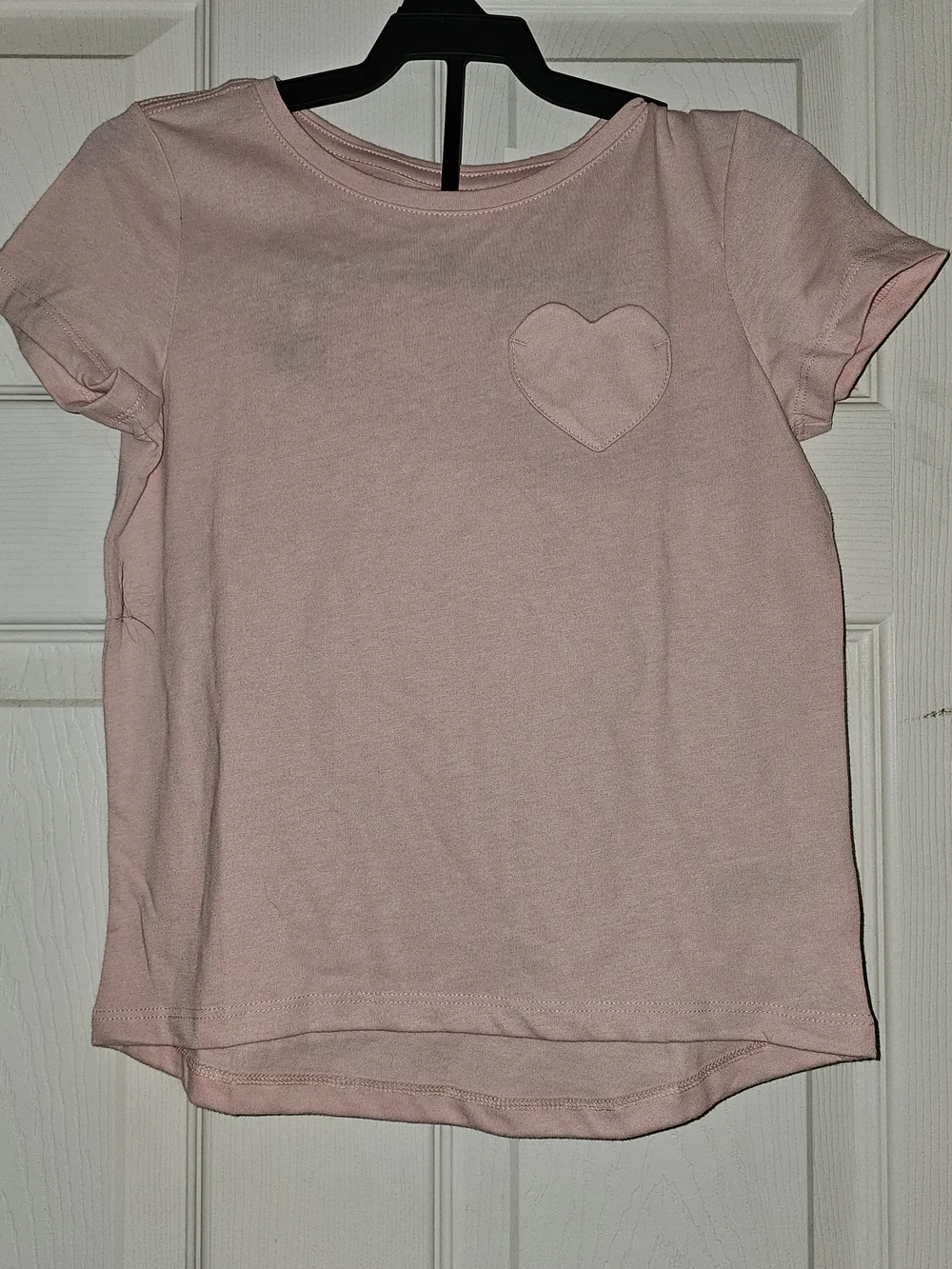 Old Navy Girls Light Pink Heart Pocket Short Sleeve Tee